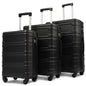 Set of 3 Hard-shell Lightweight Spinner Suitcase with TSA Lock - Black_0