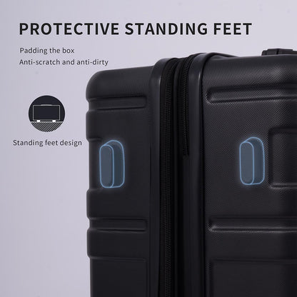 Set of 3 Hard-shell Lightweight Spinner Suitcase with TSA Lock - Black_16
