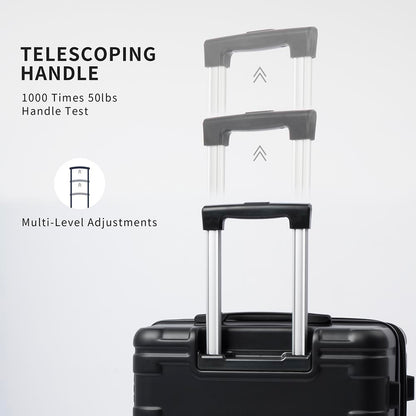 Set of 3 Hard-shell Lightweight Spinner Suitcase with TSA Lock - Black_12