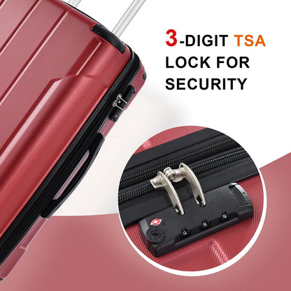3-Piece Lightweight Hard-shell Spinner Luggage Set with TSA Lock - Red_6