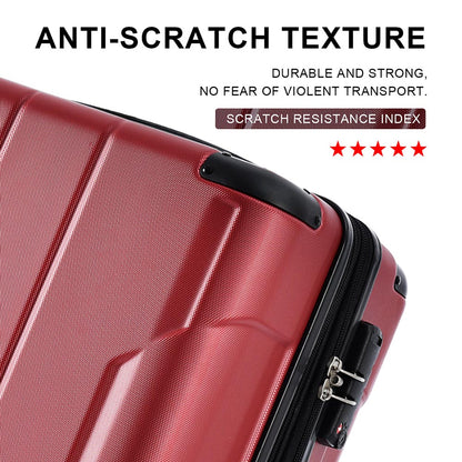 3-Piece Lightweight Hard-shell Spinner Luggage Set with TSA Lock - Red_3