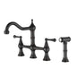 8 inch Centerset Bridge Kitchen Faucet with Brass Side Sprayer 2 Handles 4 Holes Antique Classic - Bronze_0
