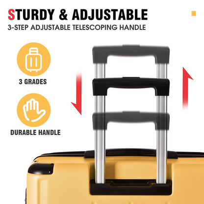 3-Piece Lightweight Hard-shell Spinner Luggage Set with TSA Lock - Yellow_8