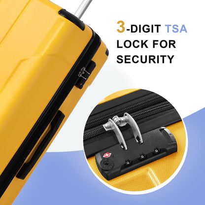 3-Piece Lightweight Hard-shell Spinner Luggage Set with TSA Lock - Yellow_12