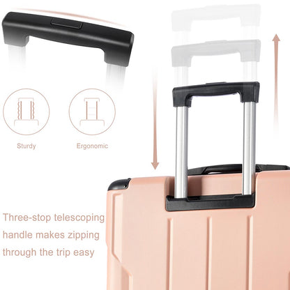 20Inch Expandable Lightweight Spinner Suitcase with Corner Guards - Pink_5