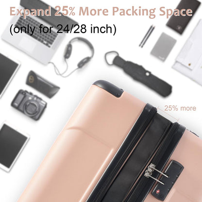 20Inch Expandable Lightweight Spinner Suitcase with Corner Guards - Pink_7