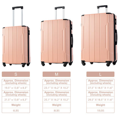 20Inch Expandable Lightweight Spinner Suitcase with Corner Guards - Pink_3