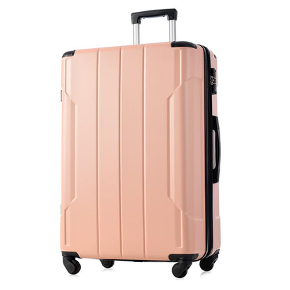 20Inch Expandable Lightweight Spinner Suitcase with Corner Guards - Pink_0