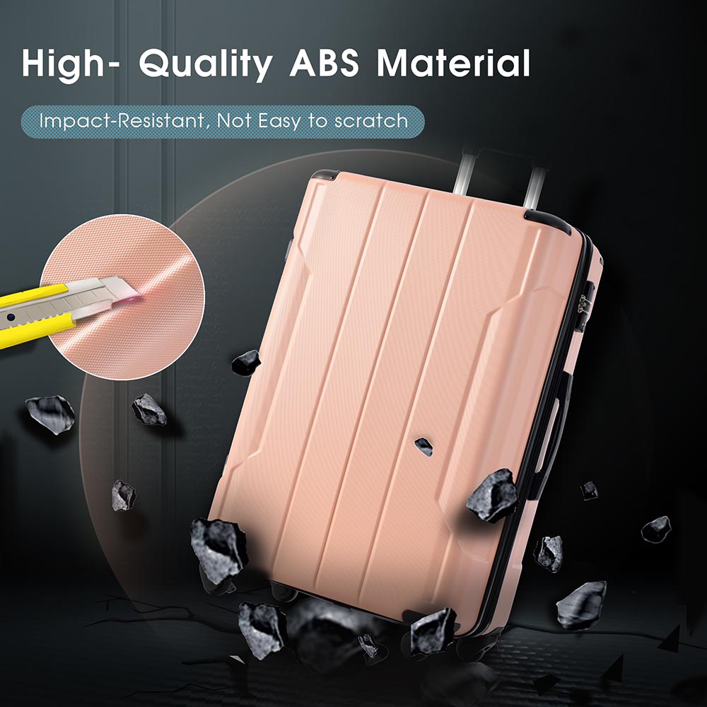 20Inch Expandable Lightweight Spinner Suitcase with Corner Guards - Pink_11