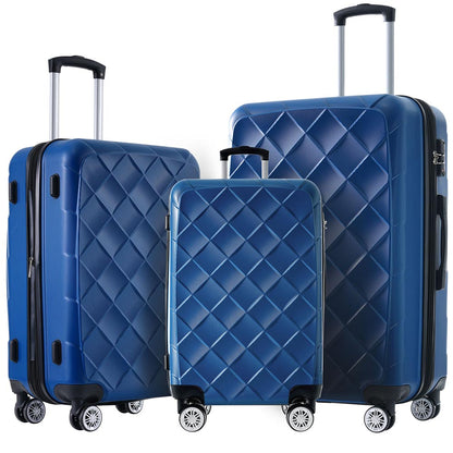 Set of 3 Pcs Lightweight Suitcase with TSA Lock and Spinner Wheels - Blue_1