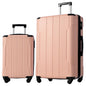 Set of 2 Expandable Hard Side Suitcase with TSA Lock and Spinner Wheels - Pink_0