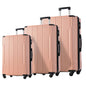 3-Piece Lightweight Hard-shell Spinner Luggage Set with TSA Lock - Pink_0