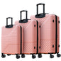 3-Piece Lightweight Hard-shell Luggage Set with Double Spinner Wheels and TSA Lock - Pink_0
