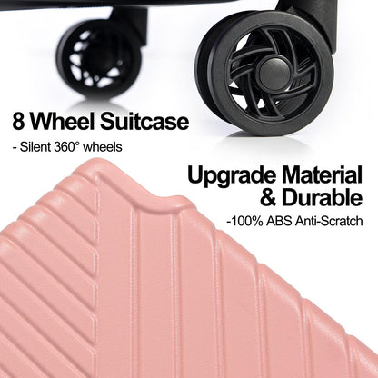 3-Piece Lightweight Hard-shell Luggage Set with Double Spinner Wheels and TSA Lock - Pink_9