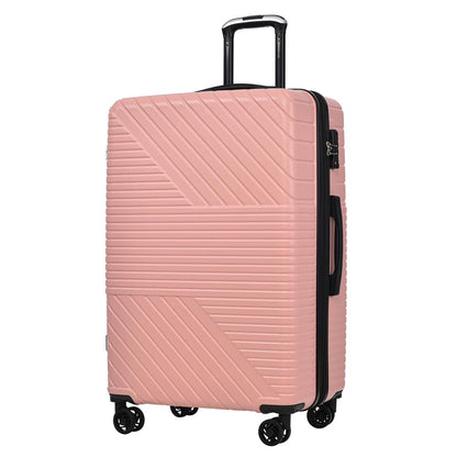 3-Piece Lightweight Hard-shell Luggage Set with Double Spinner Wheels and TSA Lock - Pink_3