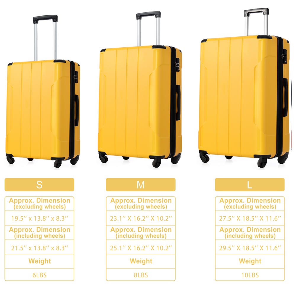 2-Piece Expandable Hard Side Suitcase with TSA Lock and Spinner Wheels - Yellow_1