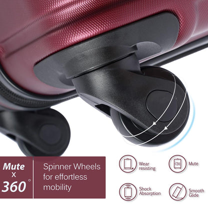 Set of 3 Hard-shell Lightweight Spinner Suitcase with TSA Lock - Zinfandel_4