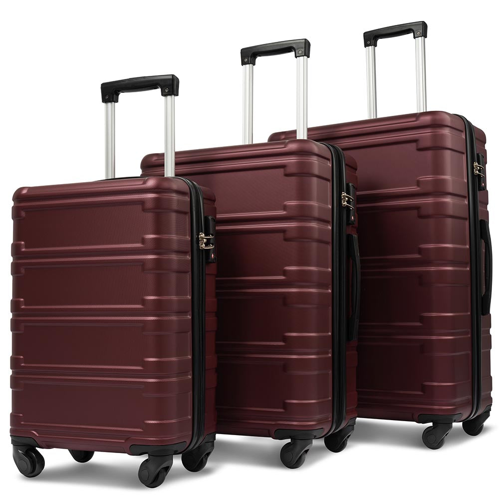 Set of 3 Hard-shell Lightweight Spinner Suitcase with TSA Lock - Zinfandel_0