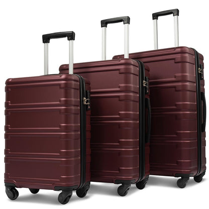 Set of 3 Hard-shell Lightweight Spinner Suitcase with TSA Lock - Zinfandel_0