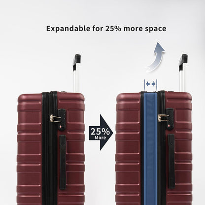 Set of 3 Hard-shell Lightweight Spinner Suitcase with TSA Lock - Zinfandel_8