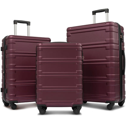 Set of 3 Hard-shell Lightweight Spinner Suitcase with TSA Lock - Zinfandel_1
