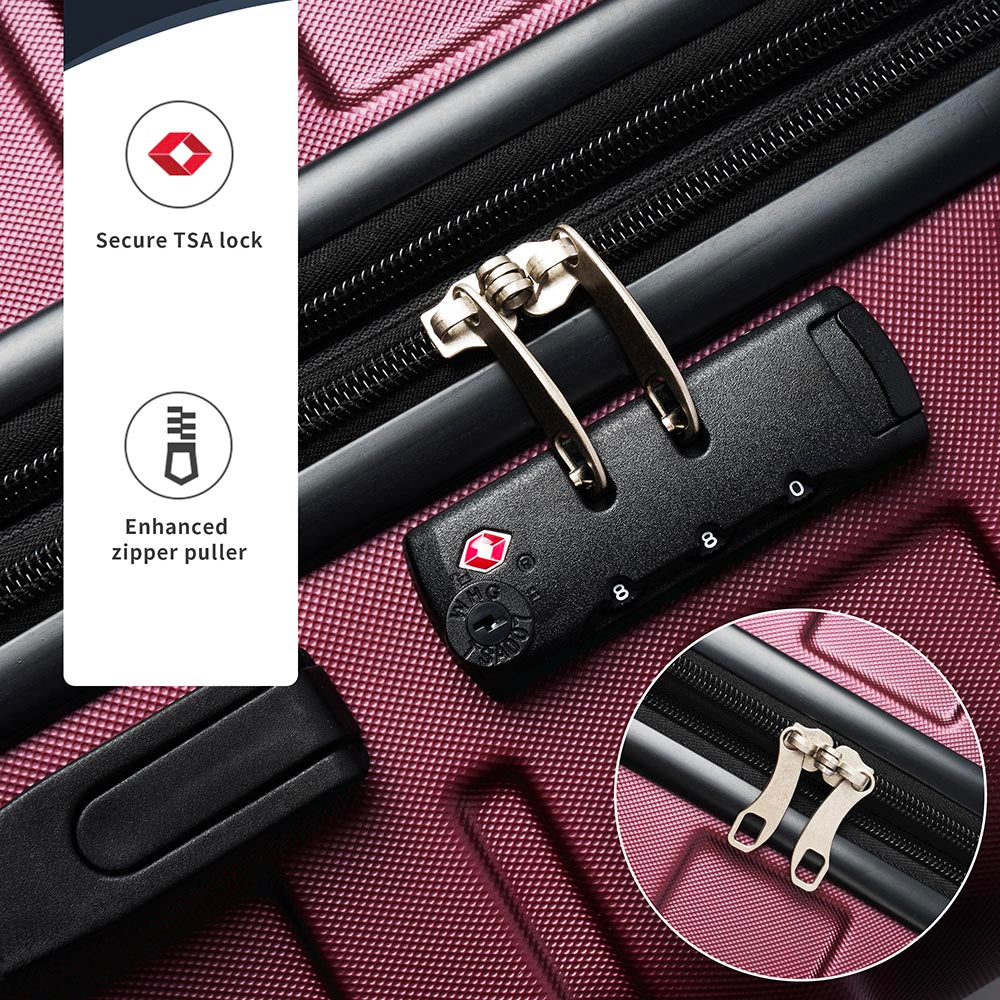 Set of 3 Hard-shell Lightweight Spinner Suitcase with TSA Lock - Zinfandel_18