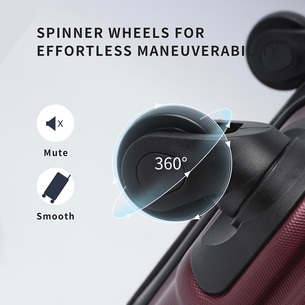 Set of 3 Hard-shell Lightweight Spinner Suitcase with TSA Lock - Zinfandel_14