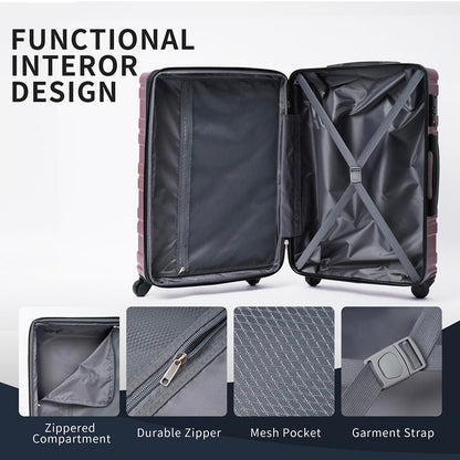 Set of 3 Hard-shell Lightweight Spinner Suitcase with TSA Lock - Zinfandel_15