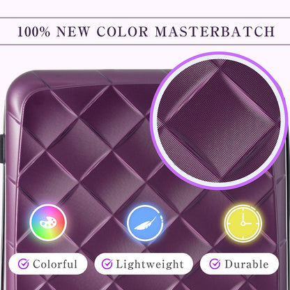 Set of 3 Lightweight Suitcase with TSA Lock and Spinner Wheels - Violet_12