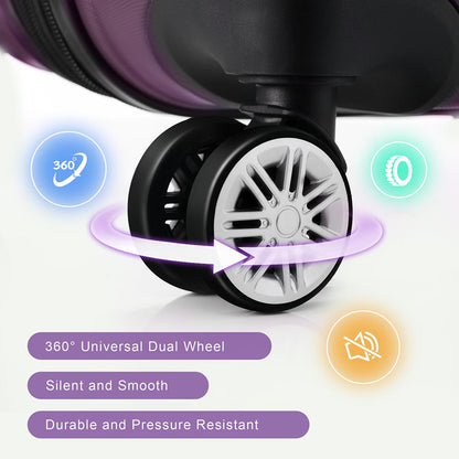 Set of 3 Lightweight Suitcase with TSA Lock and Spinner Wheels - Violet_14