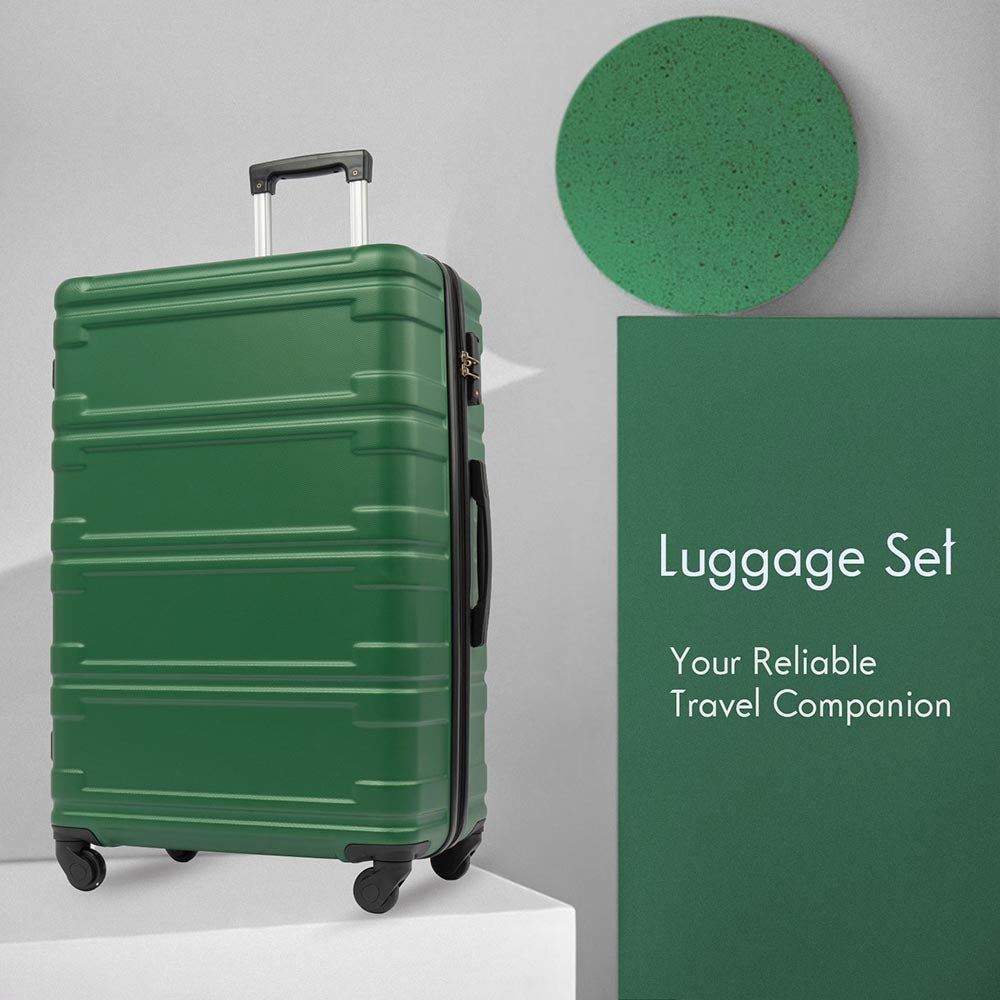 Set of 3 Hard-shell Lightweight Spinner Suitcase with TSA Lock - Green_7