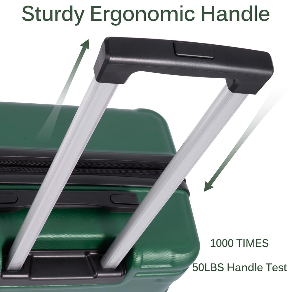 Set of 3 Hard-shell Lightweight Spinner Suitcase with TSA Lock - Green_4