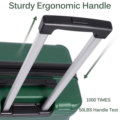 Set of 3 Hard-shell Lightweight Spinner Suitcase with TSA Lock - Green_4