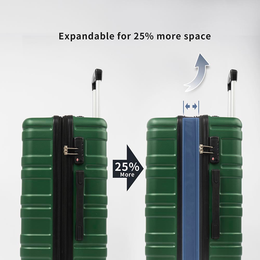 Set of 3 Hard-shell Lightweight Spinner Suitcase with TSA Lock - Green_15