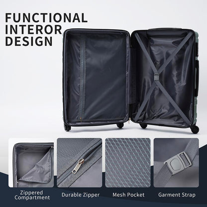 Set of 3 Hard-shell Lightweight Spinner Suitcase with TSA Lock - Green_13