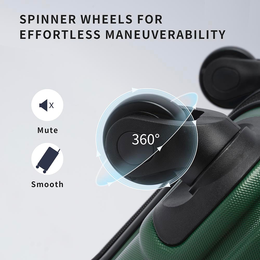 Set of 3 Hard-shell Lightweight Spinner Suitcase with TSA Lock - Green_14