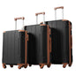 3-Piece Lightweight Hard-shell Spinner Luggage Set with TSA Lock - Black plus Brown_0
