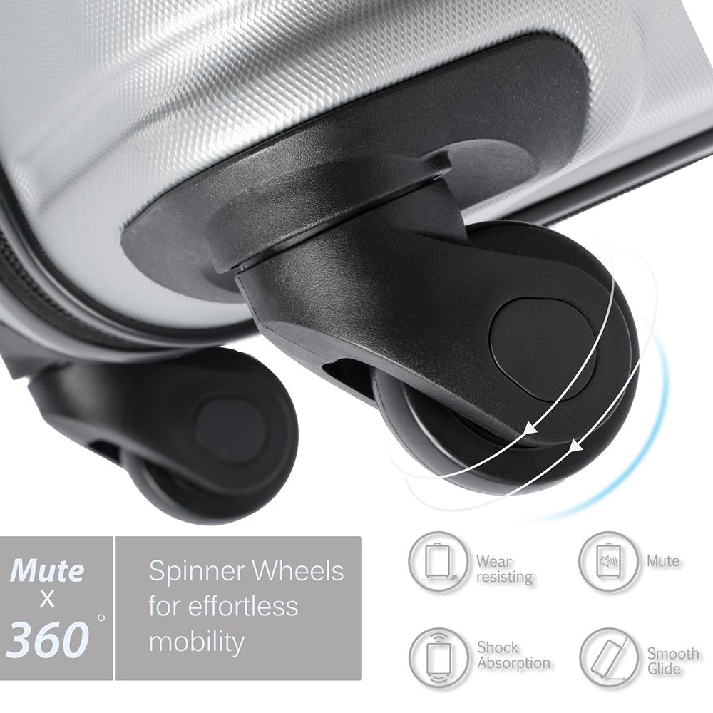 Set of 3 Hard-shell Lightweight Spinner Suitcase with TSA Lock - Silver_3