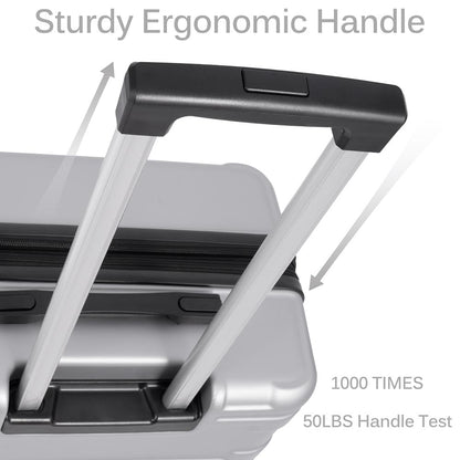 Set of 3 Hard-shell Lightweight Spinner Suitcase with TSA Lock - Silver_4