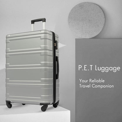 Set of 3 Hard-shell Lightweight Spinner Suitcase with TSA Lock - Silver_8