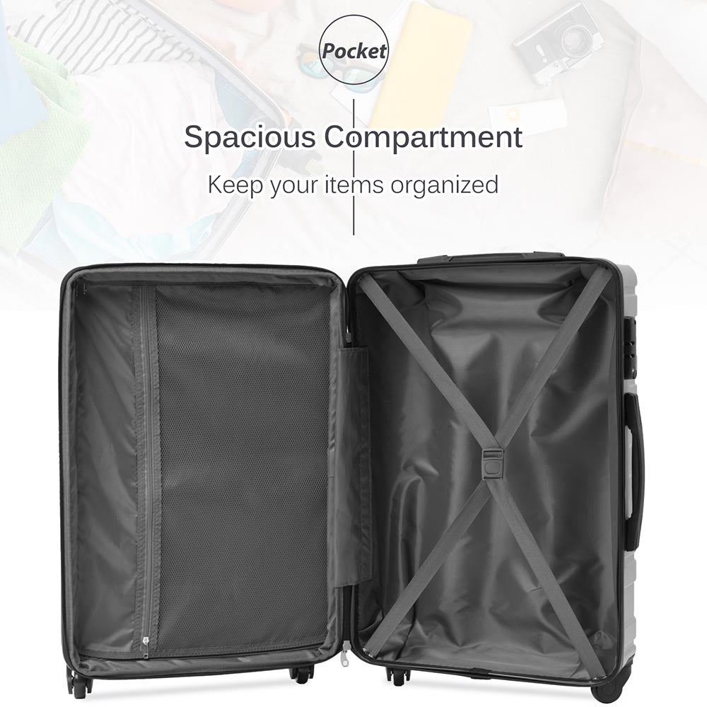Set of 3 Hard-shell Lightweight Spinner Suitcase with TSA Lock - Silver_5