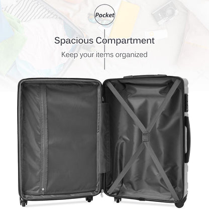 Set of 3 Hard-shell Lightweight Spinner Suitcase with TSA Lock - Silver_5