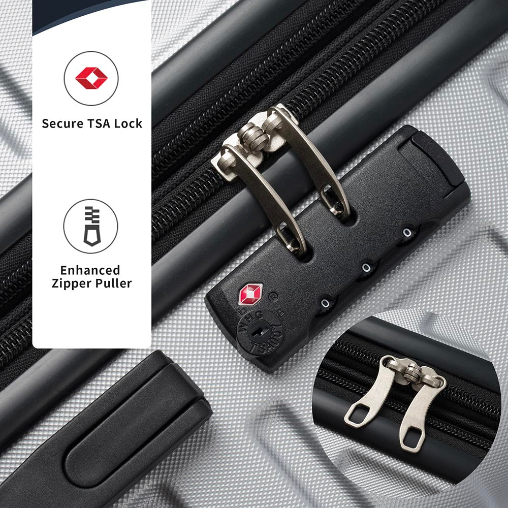 Set of 3 Hard-shell Lightweight Spinner Suitcase with TSA Lock - Silver_17
