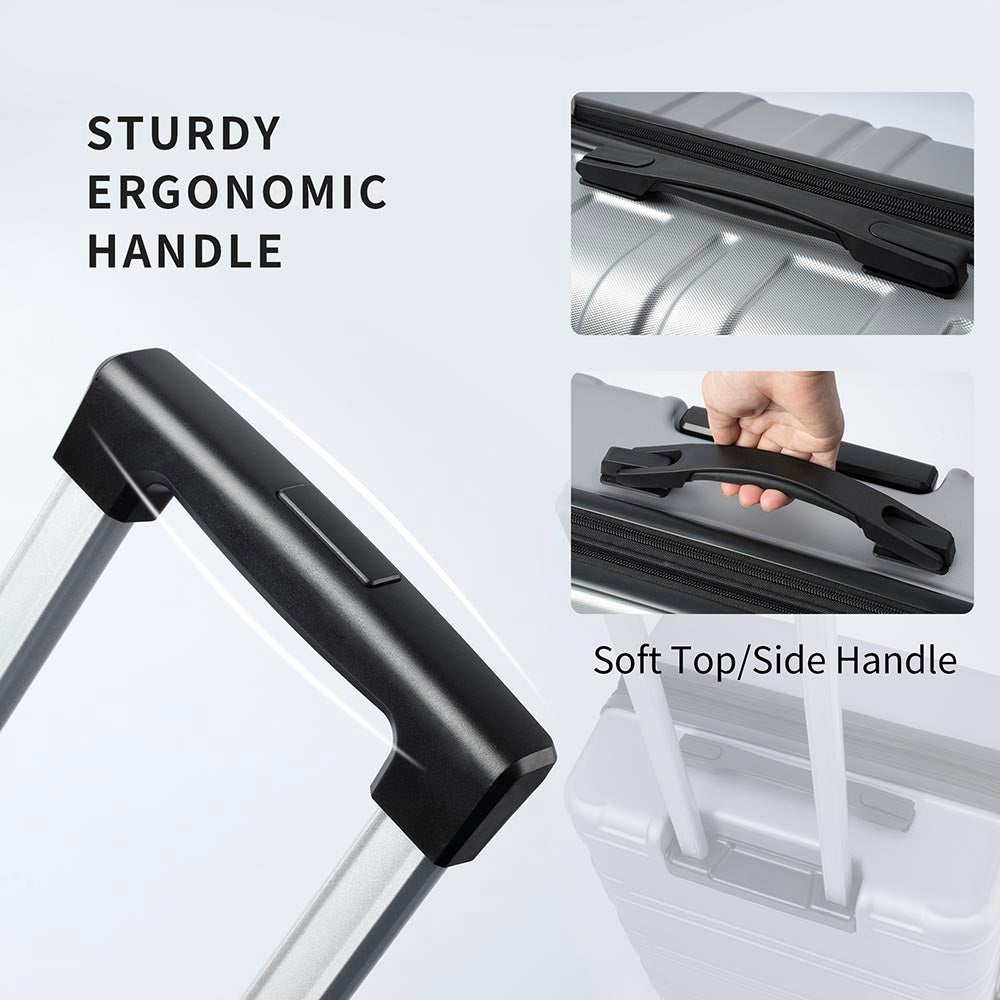 Set of 3 Hard-shell Lightweight Spinner Suitcase with TSA Lock - Silver_9