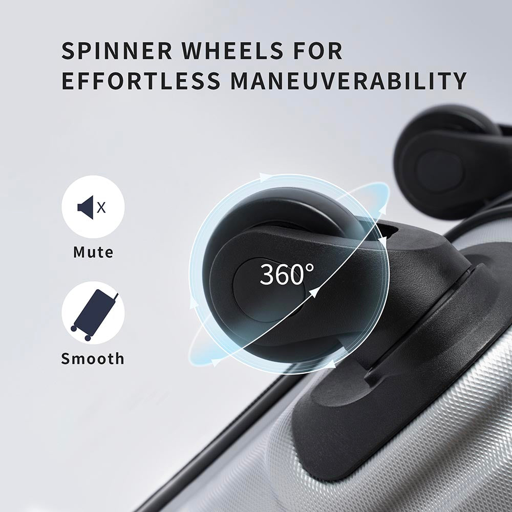 Set of 3 Hard-shell Lightweight Spinner Suitcase with TSA Lock - Silver_12