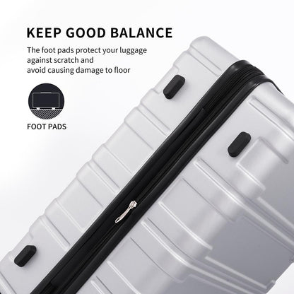 Set of 3 Hard-shell Lightweight Spinner Suitcase with TSA Lock - Silver_13