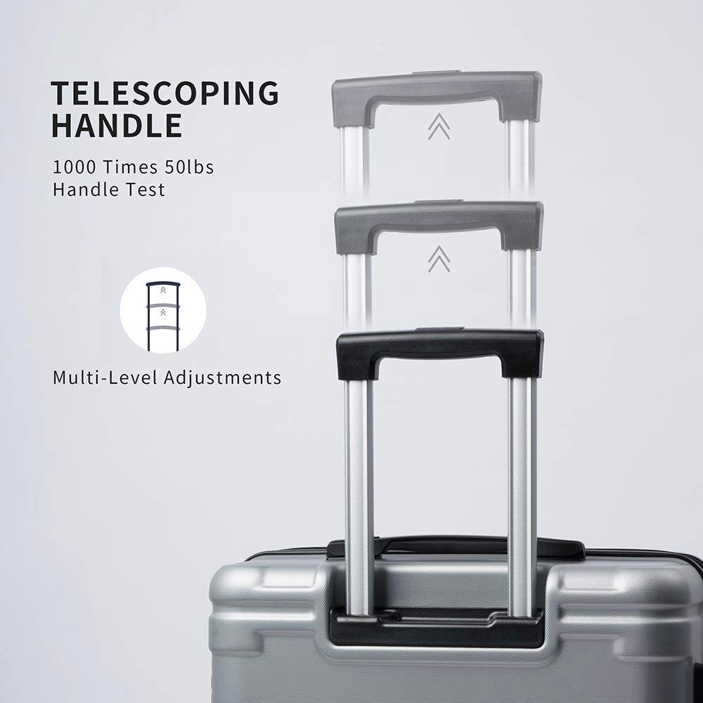Set of 3 Hard-shell Lightweight Spinner Suitcase with TSA Lock - Silver_14