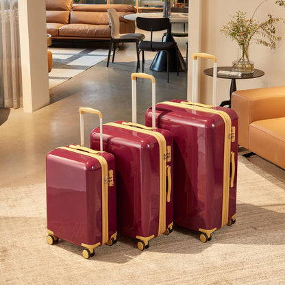 3 Piece Lightweight Hard-shell PC Luggage Sets double spinner 8 wheels Suitcase with TSA Lock - Red_14