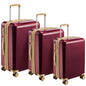 3 Piece Lightweight Hard-shell PC Luggage Sets double spinner 8 wheels Suitcase with TSA Lock - Red_0
