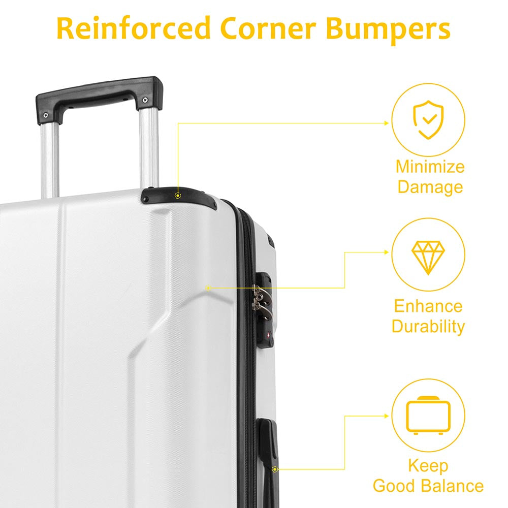 Set of 2 Expandable Hard Side Suitcase with TSA Lock and Spinner Wheels - White_1